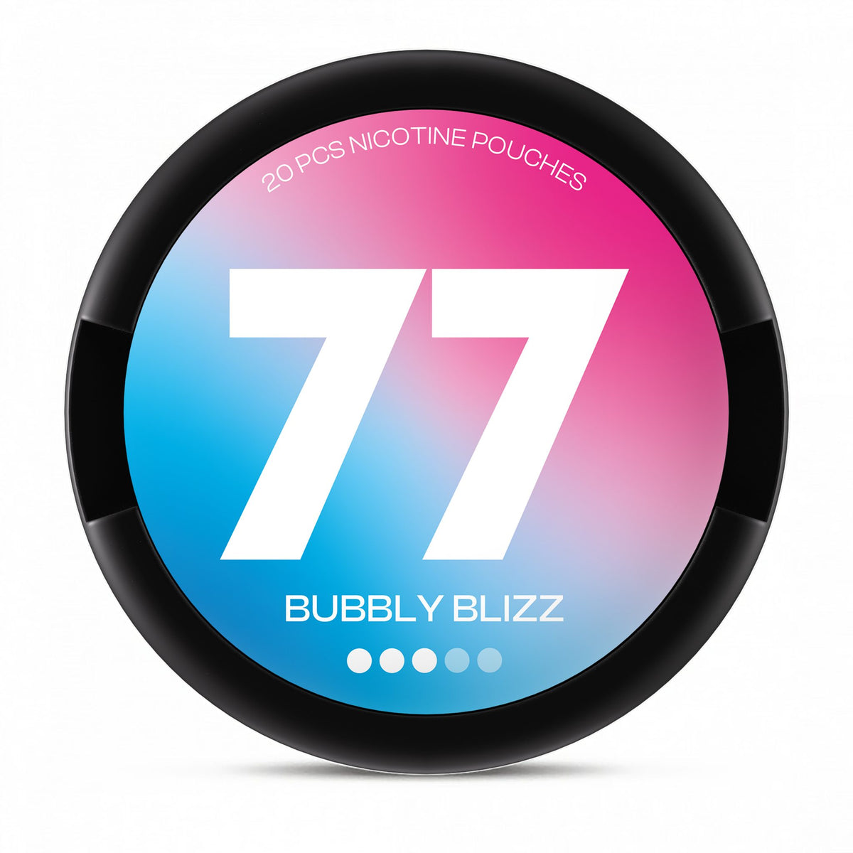 77 Bubbly Blizz Medium nicotine pouches – 10.4mg per pouch, 20-pouch can (black lid)