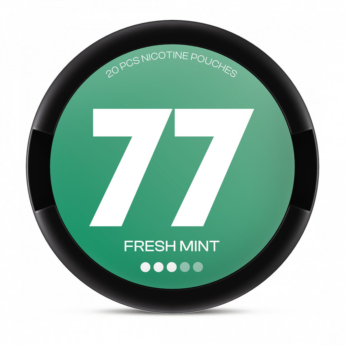 77 Fresh Mint Medium nicotine pouches – 10.4mg per pouch, 20-pouch can (black lid)