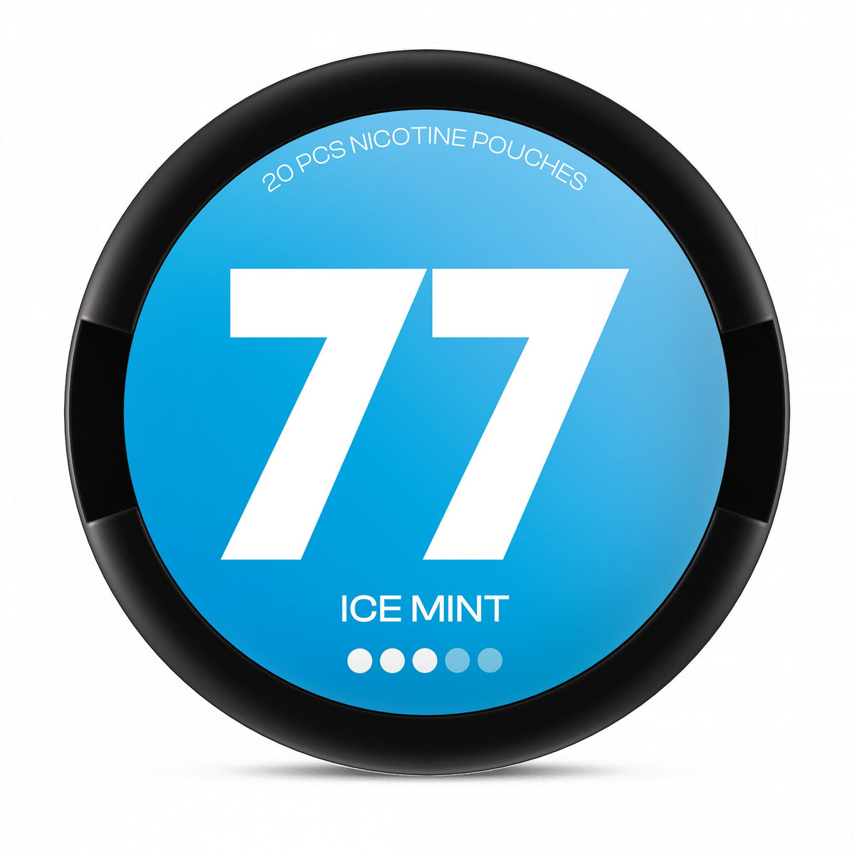 77 Ice Mint Medium nicotine pouches – 10.4mg per pouch, 20-pouch can (black lid)