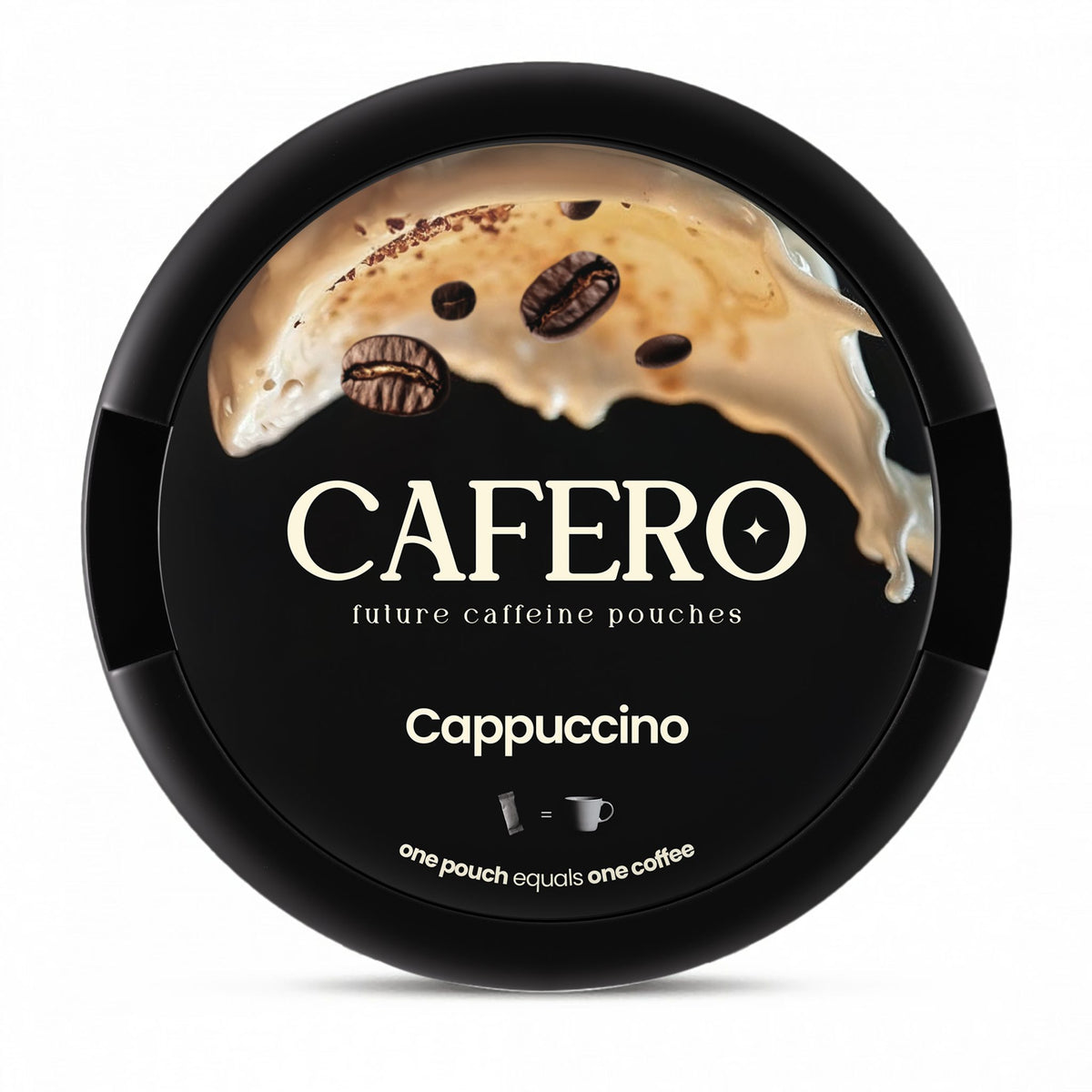 CAFERO Cappuccino caffeine energy pouches – 80mg caffeine per pouch, 20-pouch can