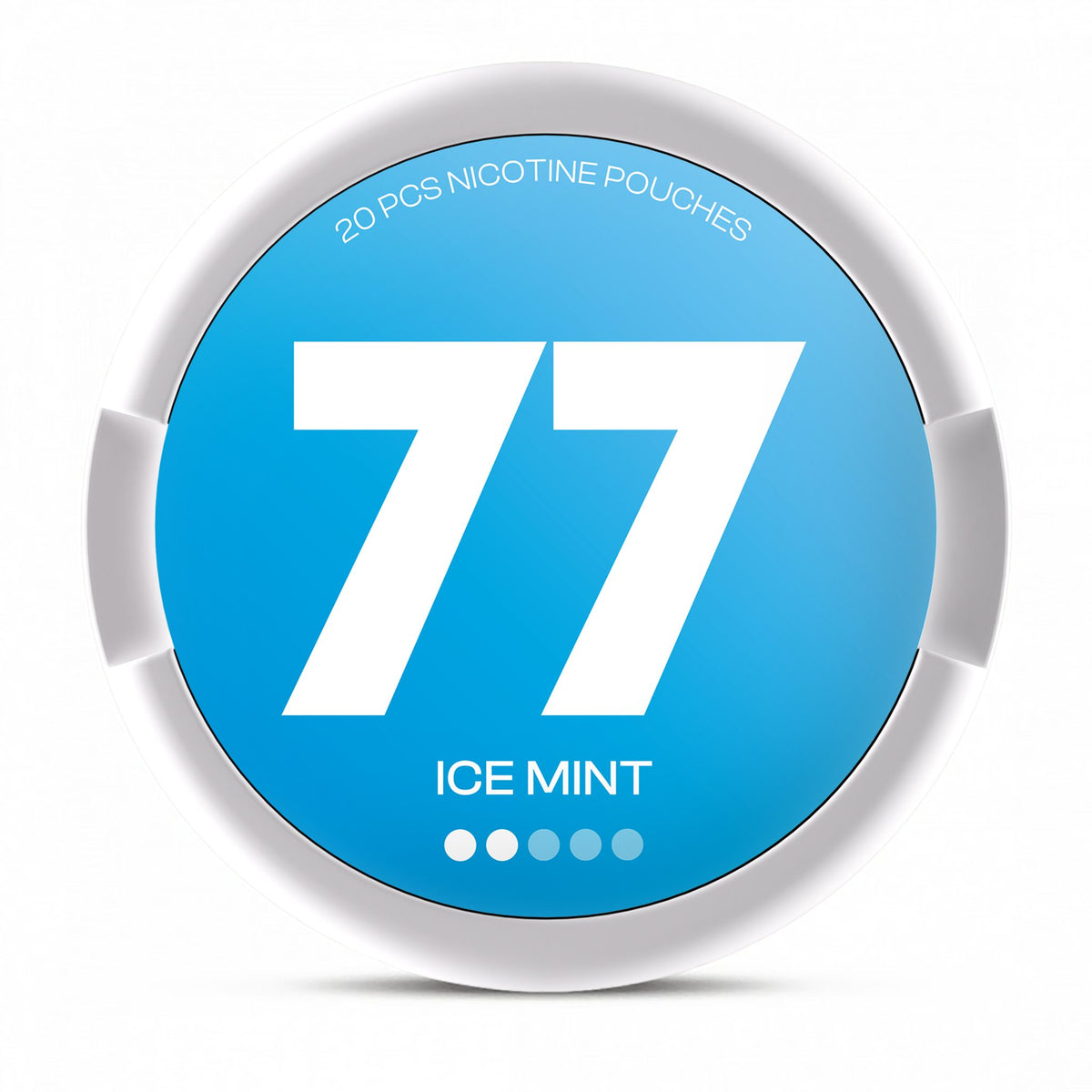 77 Ice Mint Light nicotine pouches – 5.2mg per pouch, 20-pouch can (white lid)