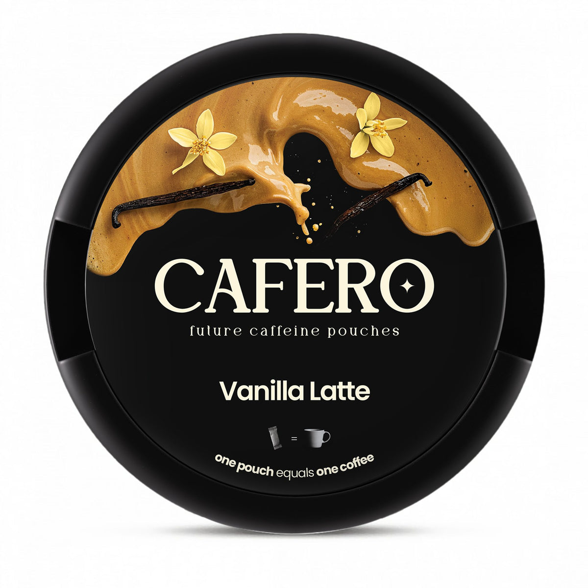 CAFERO Vanilla Latte caffeine energy pouches – 80mg caffeine per pouch, 20-pouch can